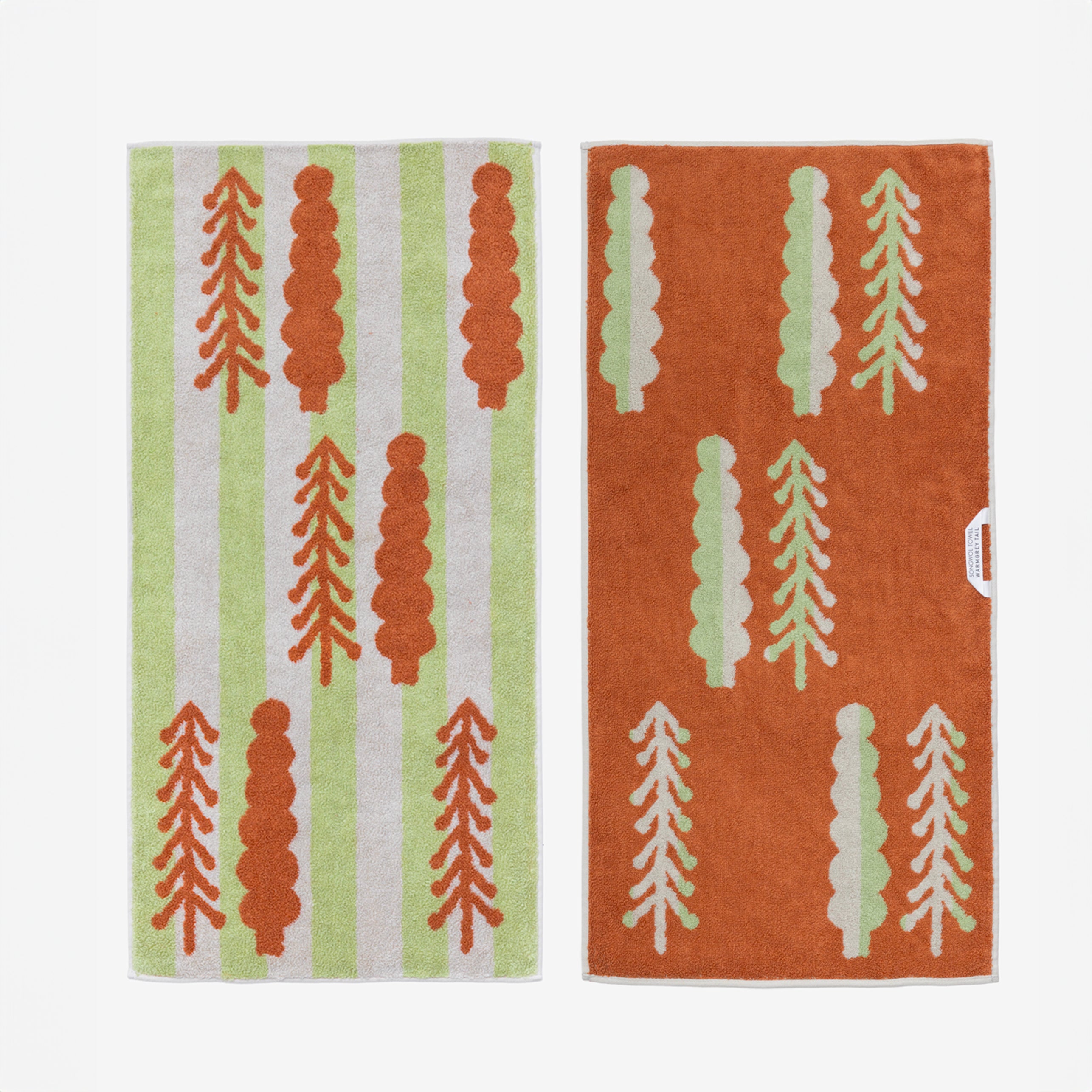 Trees Face Towel Brick on Khaki - 80cm