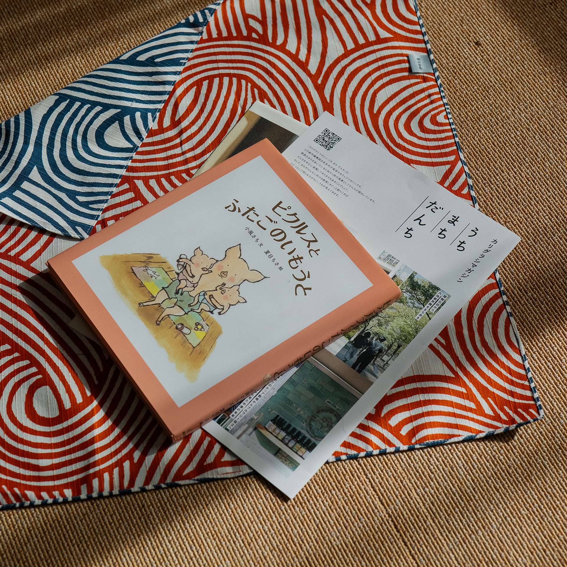 Studio Sakana - Isa monyo Reversible Knot Blue Orange Furoshiki