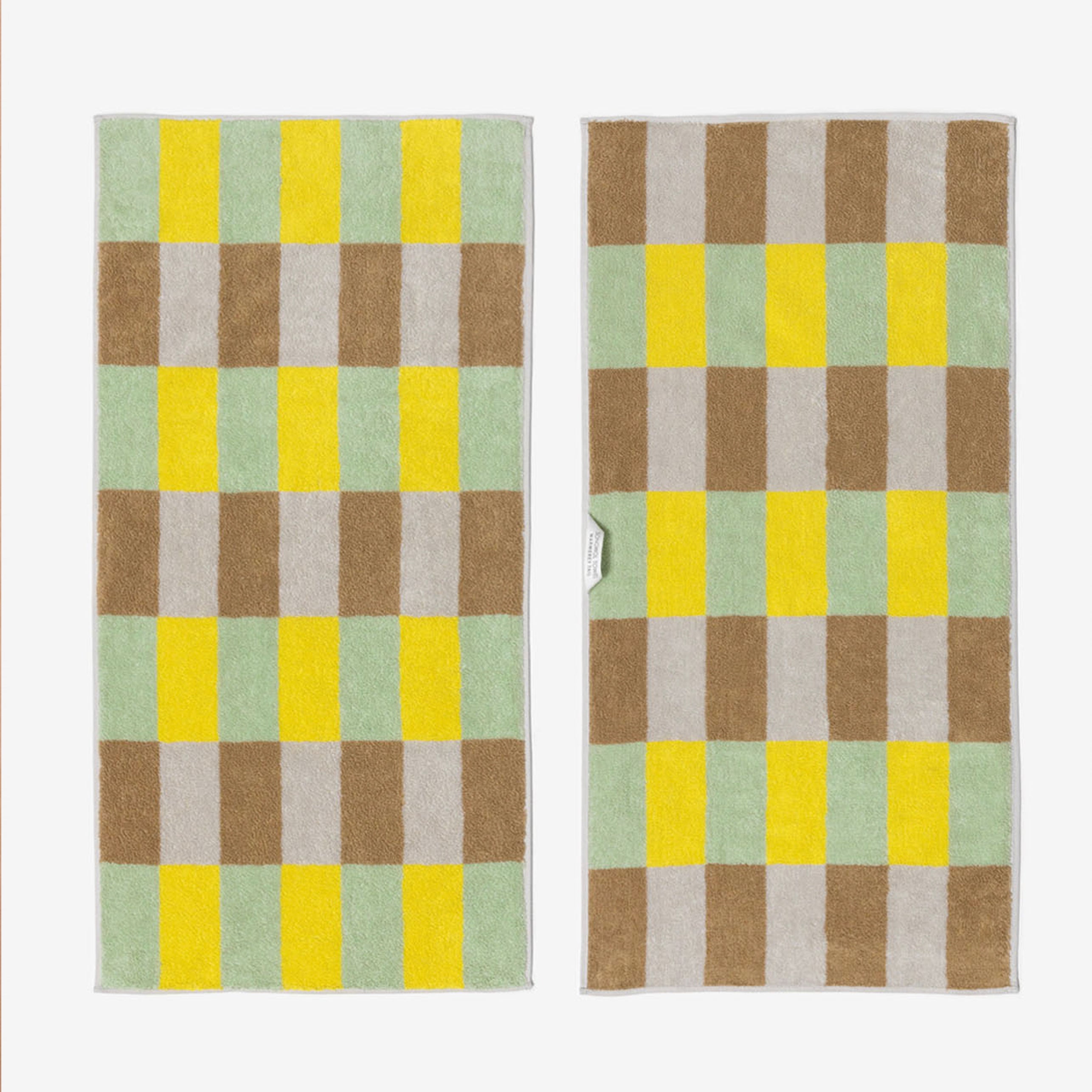 Checked Face Towel Sand Yellow  - 80cm