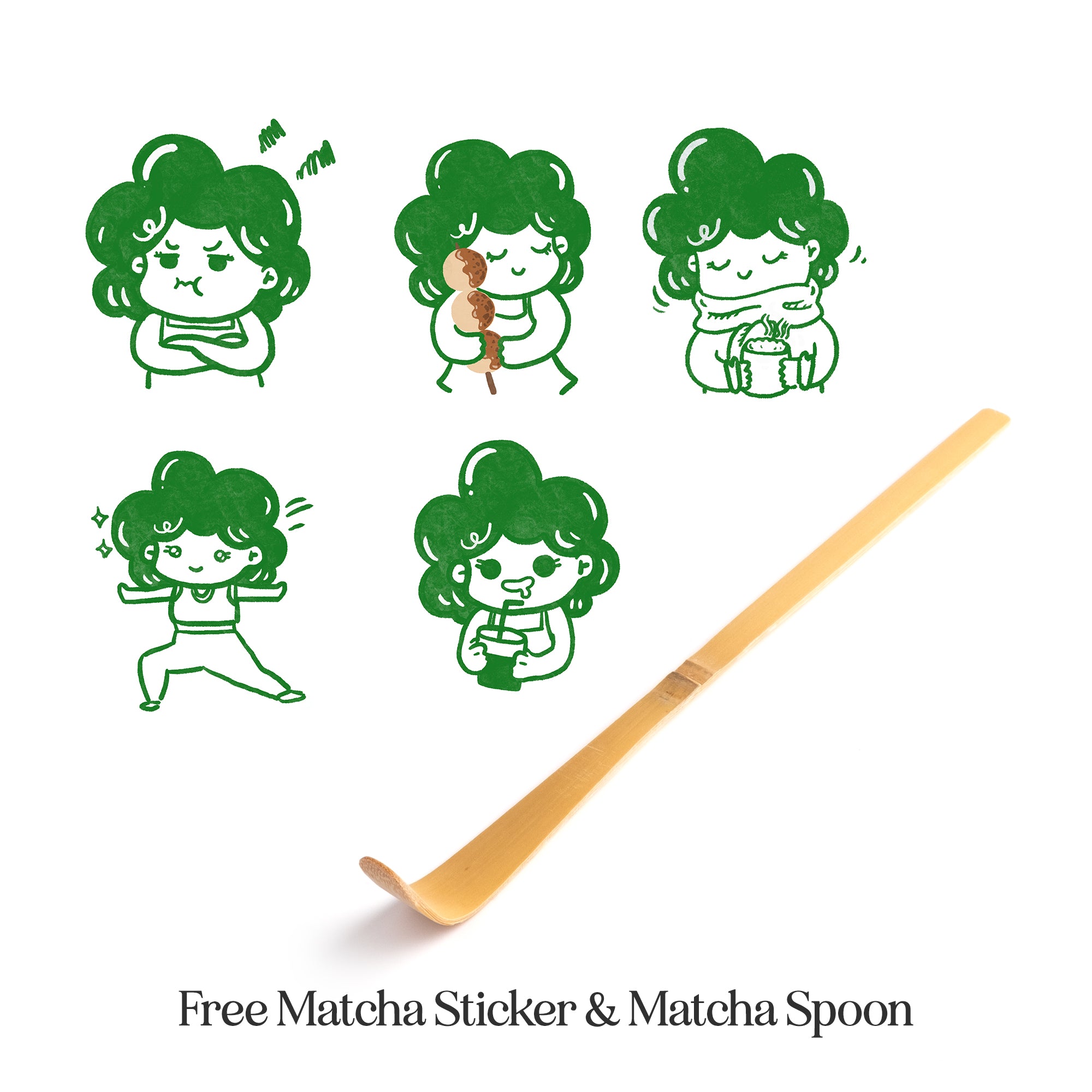 Matcha Stickers & Matcha Spoon