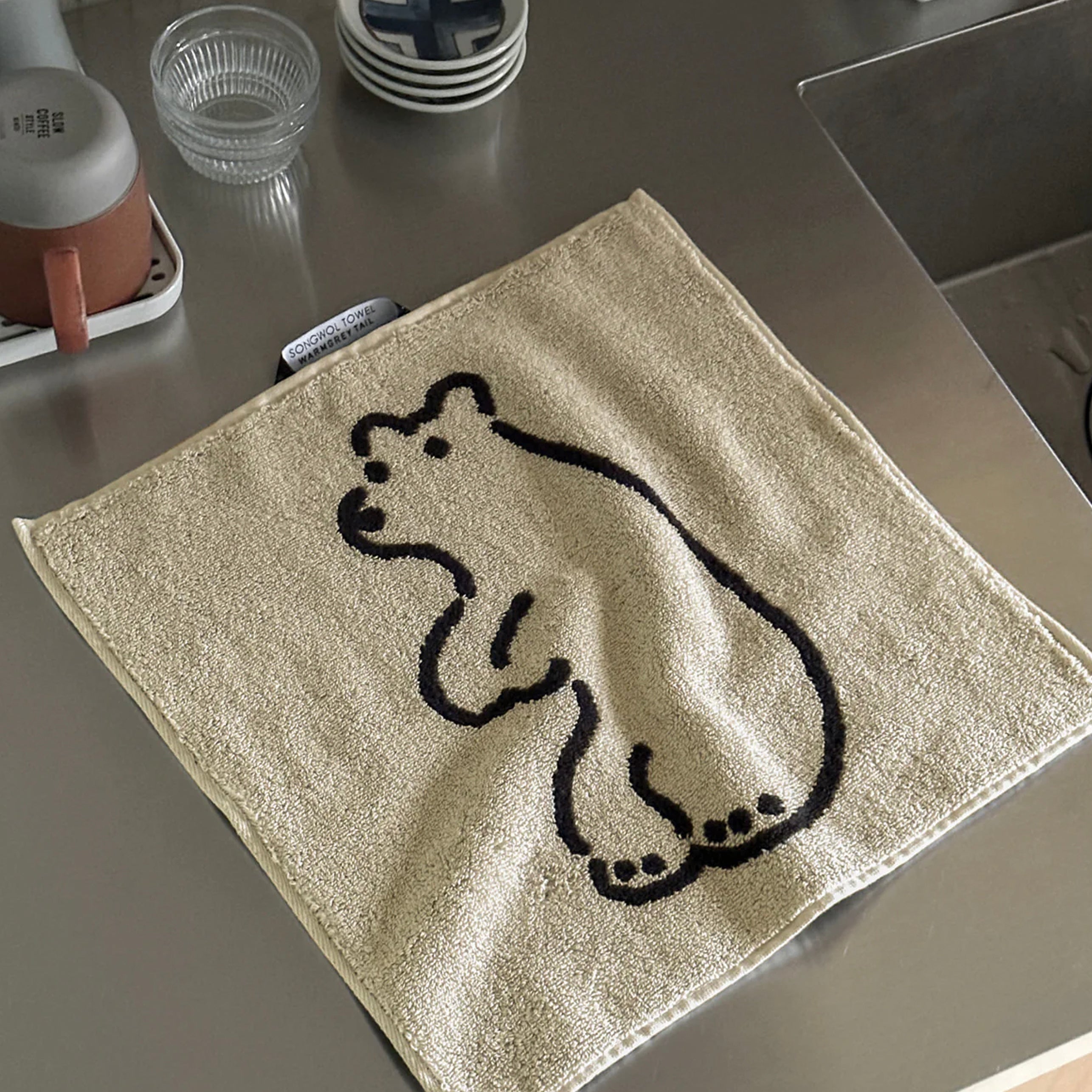 Huggy Bear Hand Towel Beige - 34cm