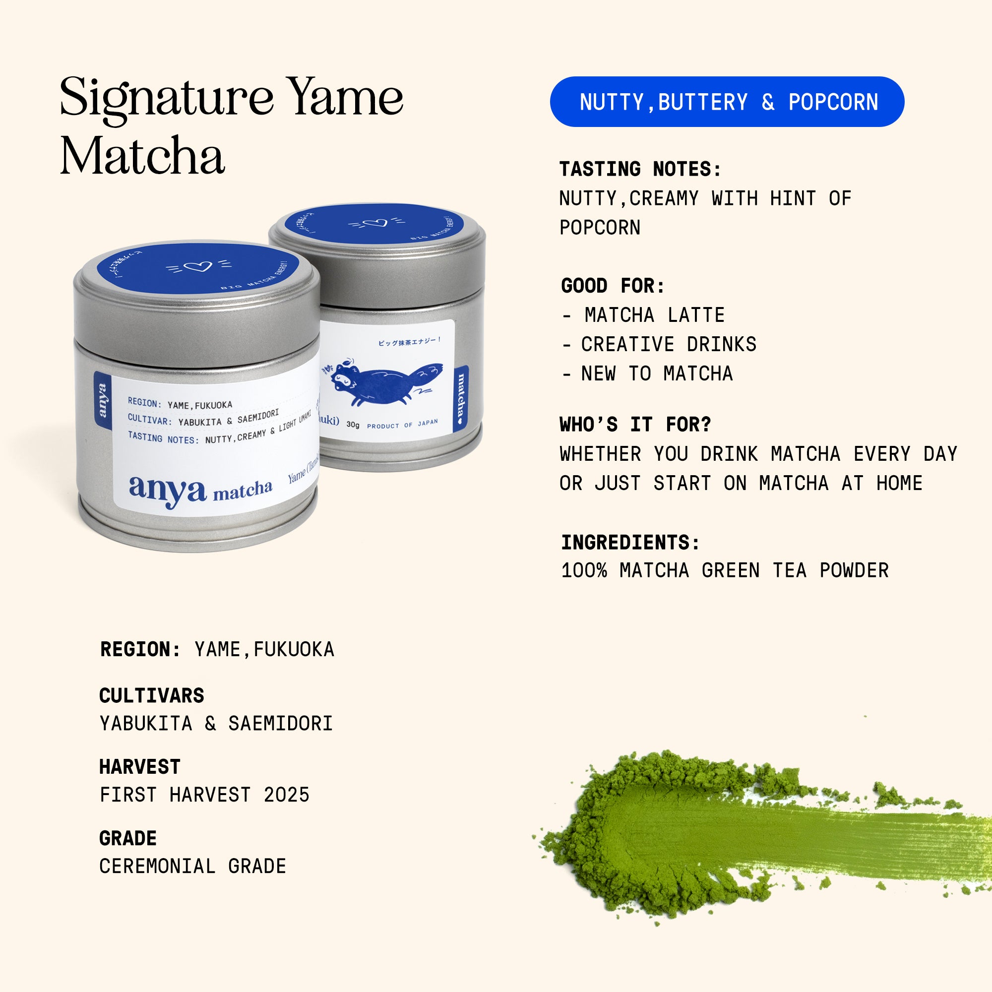 Anya Matcha - Yame Ceremonial Grade Matcha 30g