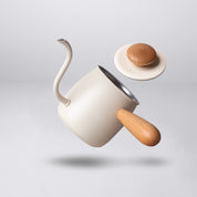 Miyaco Single Drip Kettle - Matt White with Birch Wood